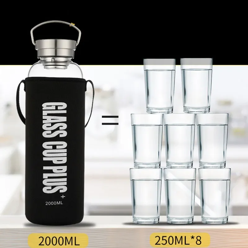 2L Glass Water Bottle with Str - đánh giá và giá Outdoor Sport Glass Water Bottle