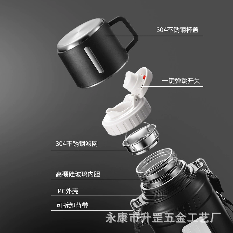 Large Capacity 2L Glass Water  - đánh giá và giá Outdoor Sport Glass Water Bottle